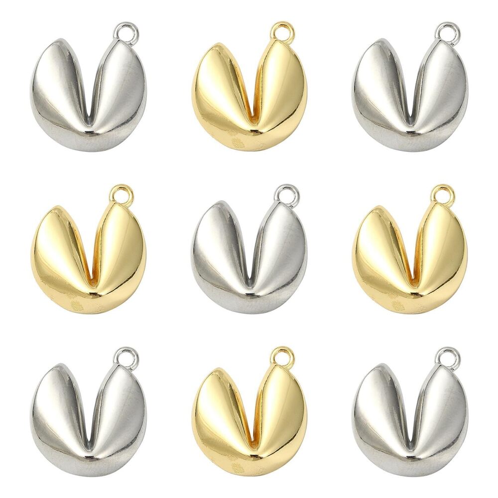5873 10Pcs Brass Cookie Charms Golden & Silver Color Baking Food Theme